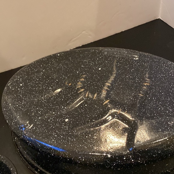 VTG enamelware black speckled oval lidded 16 inch roasting pan - Picture 8 of 12